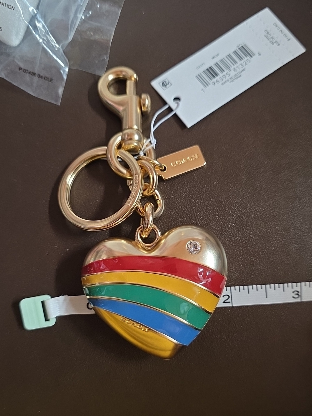 Coach Huge Heart Keychain Charm W/ Dog Clip Nwt - Picture 5 of 8